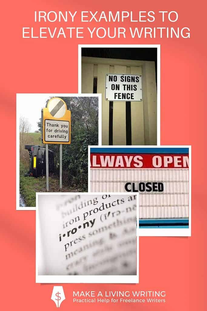 A fascinating aspect of the human experience, irony can be likened to a twist of fate, an unexpected detour, a curve ball, a plot twist, a Catch-22, or a paradox. Most people know irony when they see it, but it helps to have irony examples to put words to the literary device. 