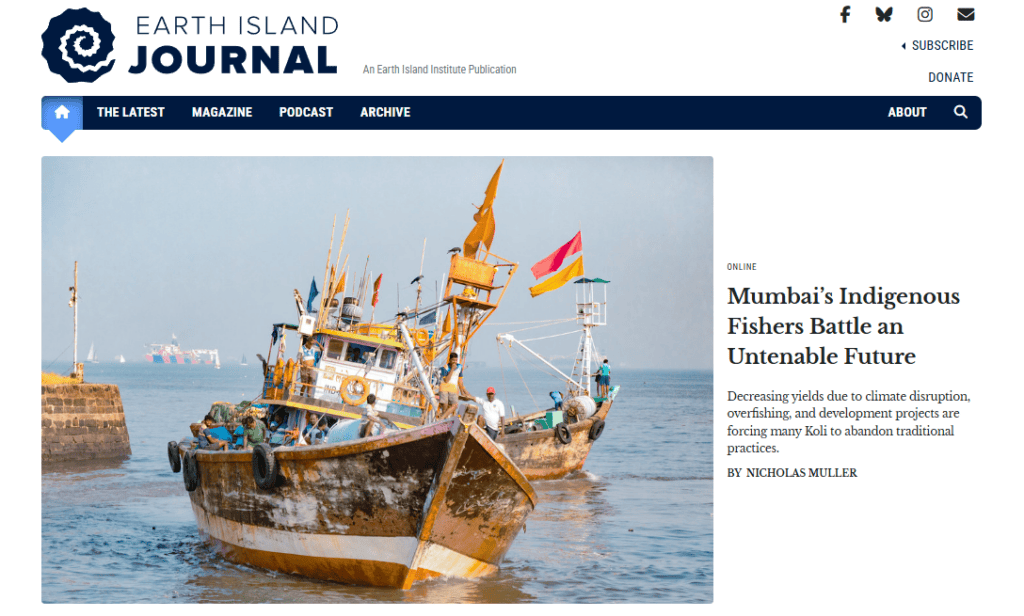 Screenshot of Earth Island Journal's home page taken May 27 2025