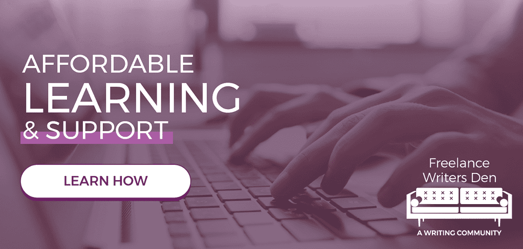 Affordable Learning & Support banner ad for freelance writers