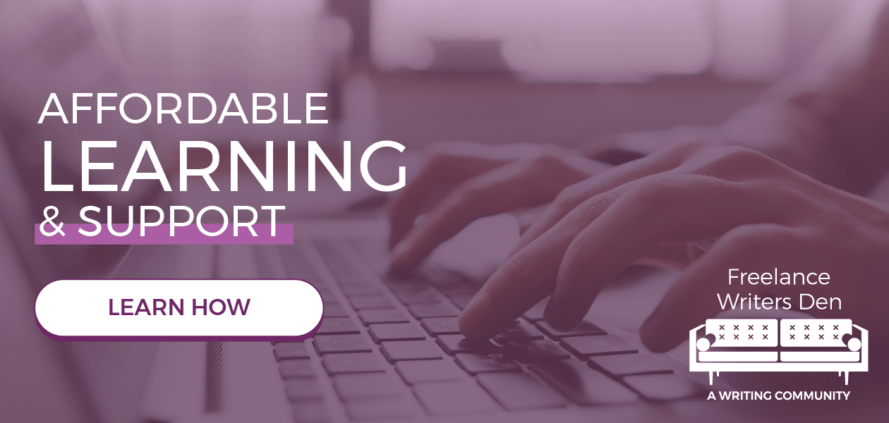 Affordable Learning & Support banner ad for freelance writers