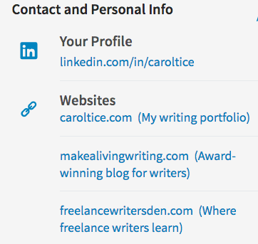 LinkedIn profile tips for freelancers - Carol Tice's contacts
