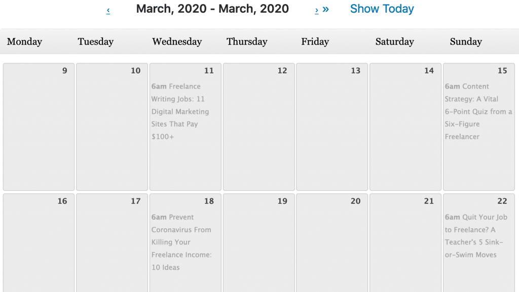 Writing tools: WordPress Editorial Calendar on Make a Living Writing